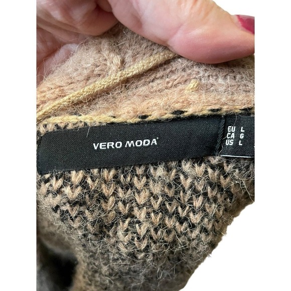 Vero Moda Zelma Coatigan Cardigan Super Soft Long Length Pockets Large Tan Black - Picture 7 of 10